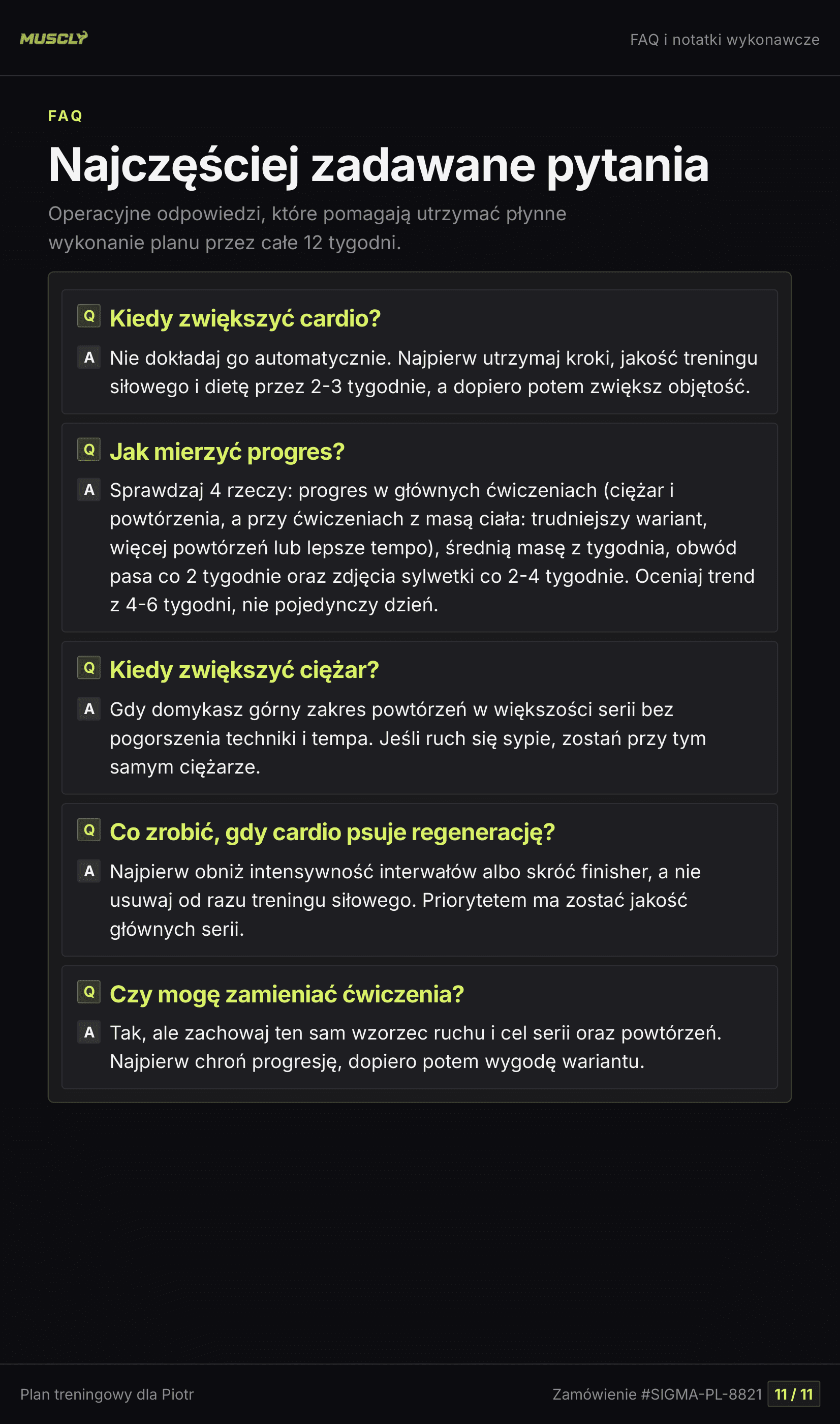 Podsumowanie planu treningowego Muscly – wskazówki końcowe i zalecenia