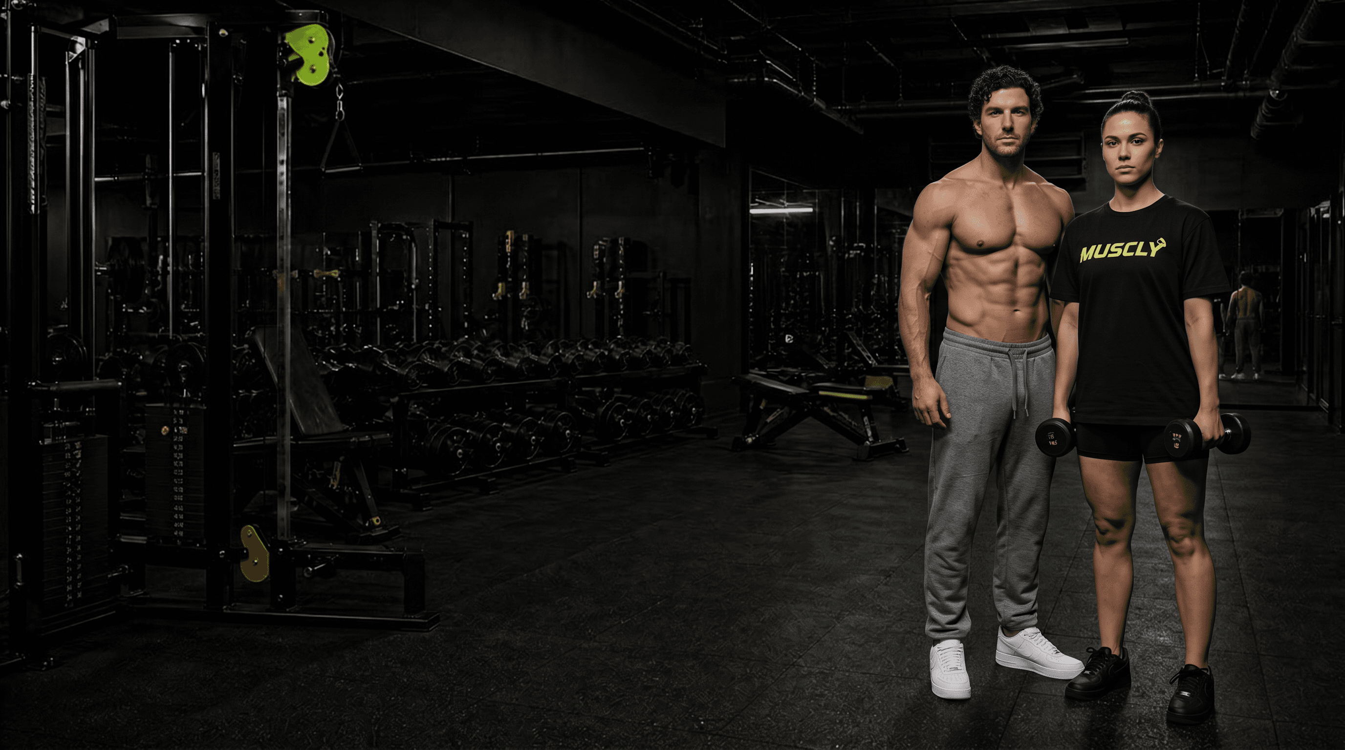 Dwóch trenerów personalnych prezentujących wysportowane sylwetki – zespół Muscly